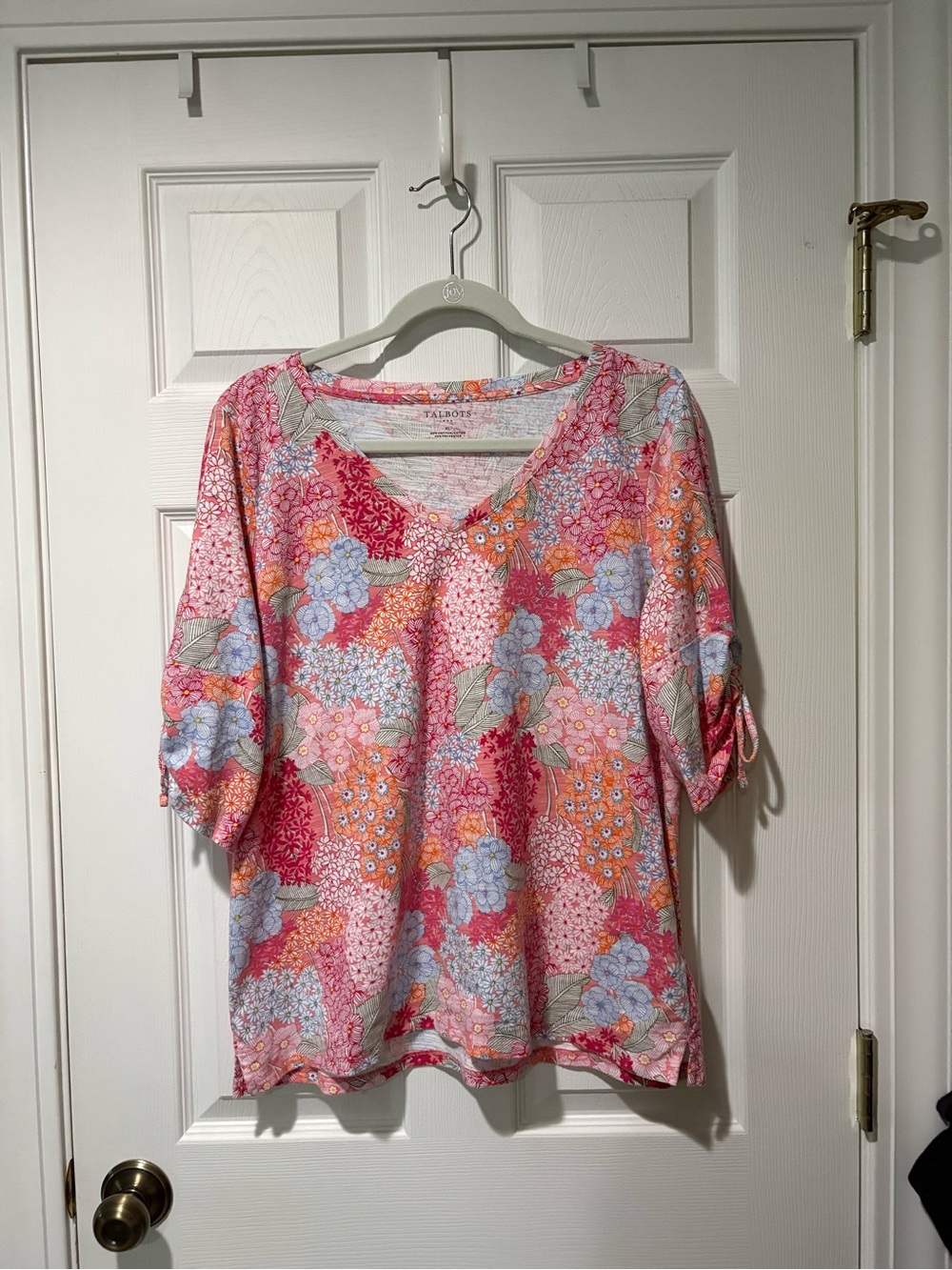 Talbots Pink and Orange Floral V-Neck Tunic